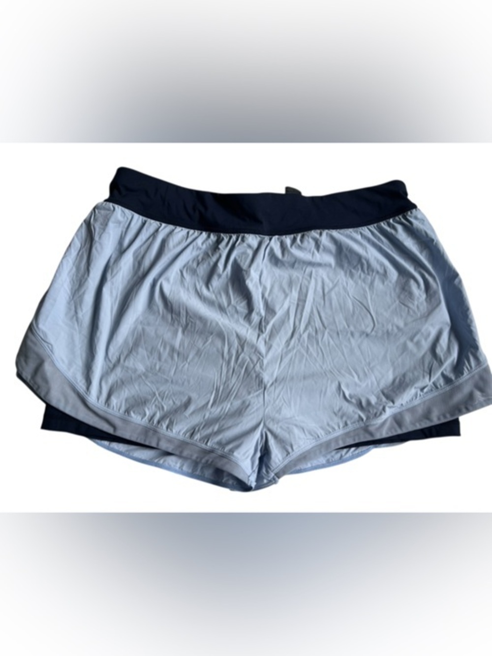 Sweaty Betty Light Blue Athletic Shorts with Navy Waistband